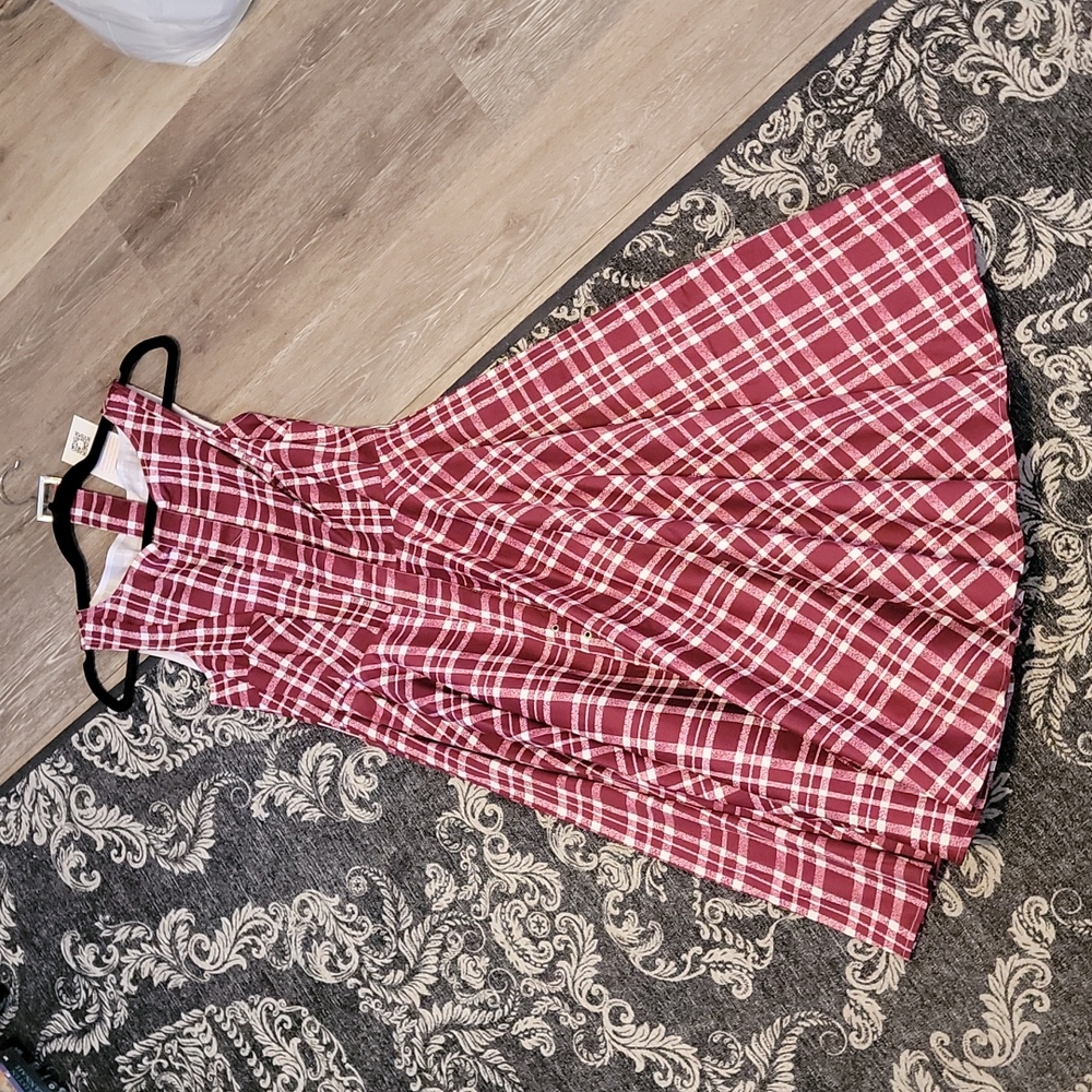 Burgundy and white swing dress